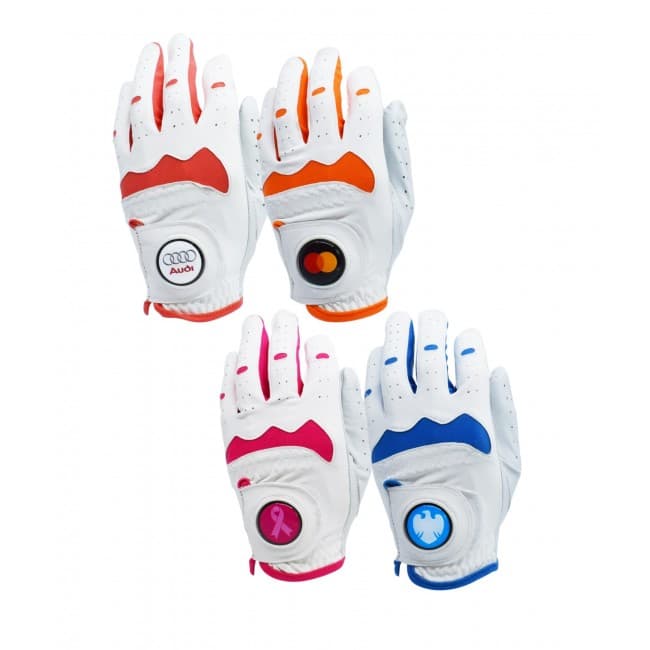 Custom Printed Hybrid Golf Glove With Your Logo On The 30 Mm Ball Marker