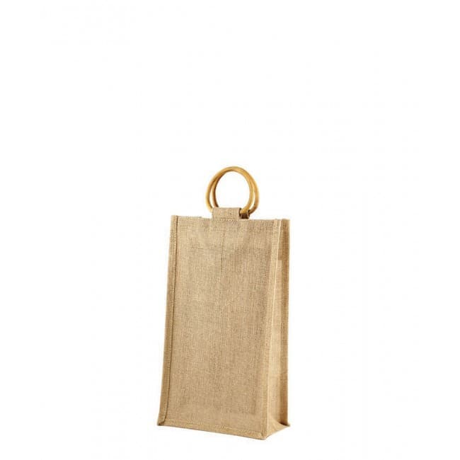 Custom Printed 2 Bottle Jute Bag Natural