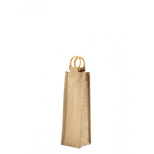 Custom Printed 1 Bottle Jute Bag Natural