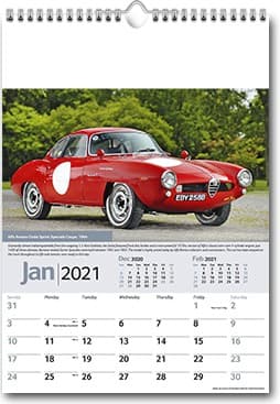 Custom Printed Collectors Cars Wall Calendar