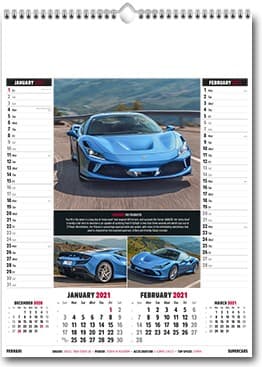 Custom Printed Supercars Memo Wall Calendar