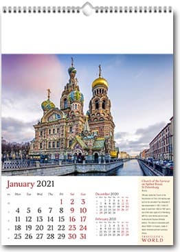 Custom Printed Travellers World Wall Calendar