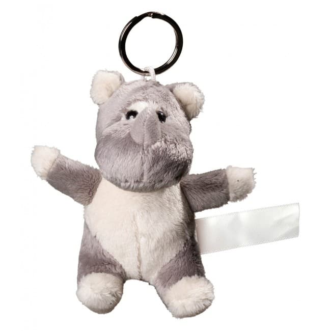 Custom Printed Plush rhino with keychain