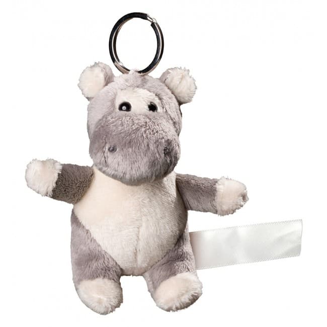 Custom Printed Plush hippo with keychain