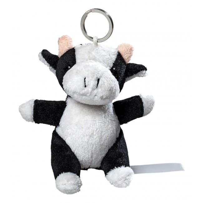 Custom Printed plush cow with keychain