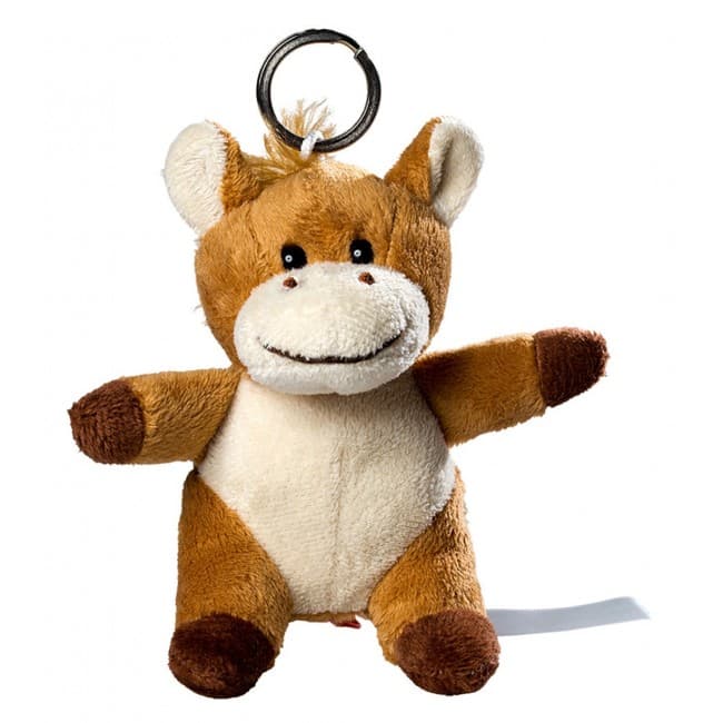 Branded plush horse with keychain