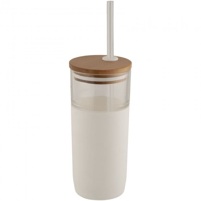 Custom Printed Arlo 600 ml glass tumbler with bamboo lid - Image 3