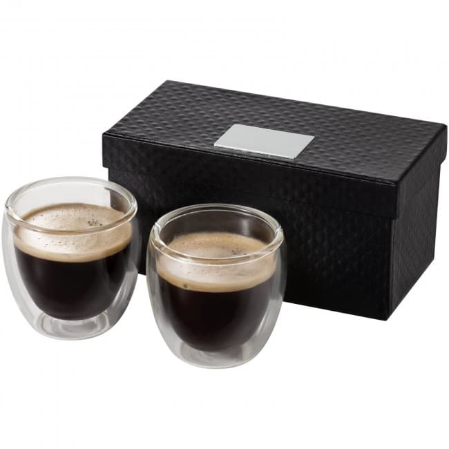 Branded Boda 2-piece glass espresso cup set