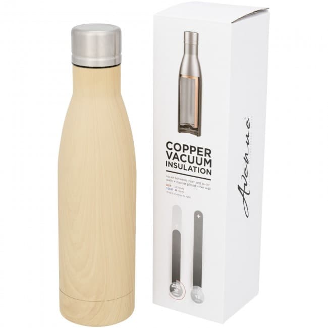 Custom Printed Vasa wood copper vacuum insulated bottle