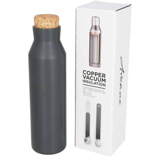 Custom Printed Norse copper vacuum insulated bottle with cork - Image 2