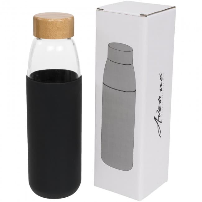 Custom Printed Kai 540 ml glass sport bottle with wood lid - Image 4