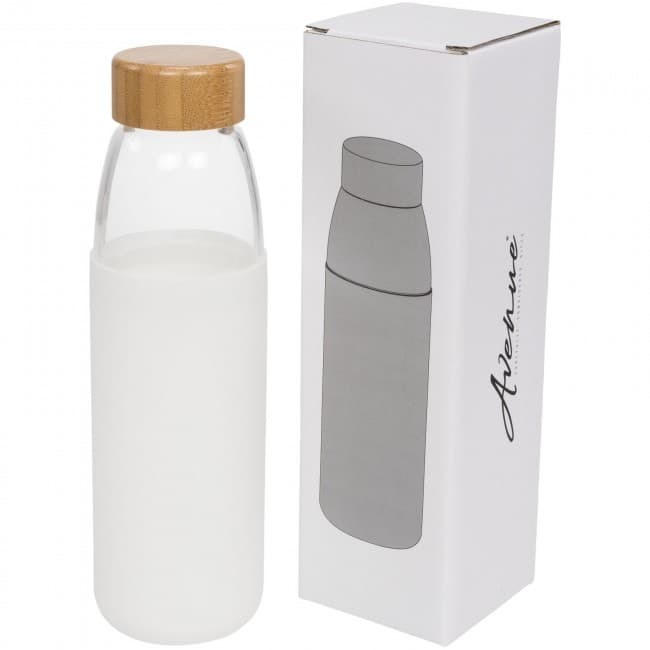 Custom Printed Kai 540 ml glass sport bottle with wood lid - Image 3