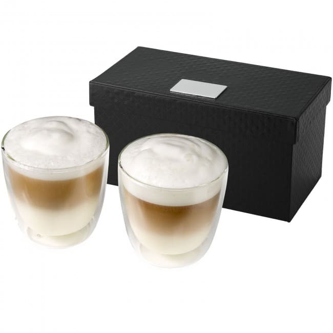 Branded Boda 2-piece glass coffee cup set