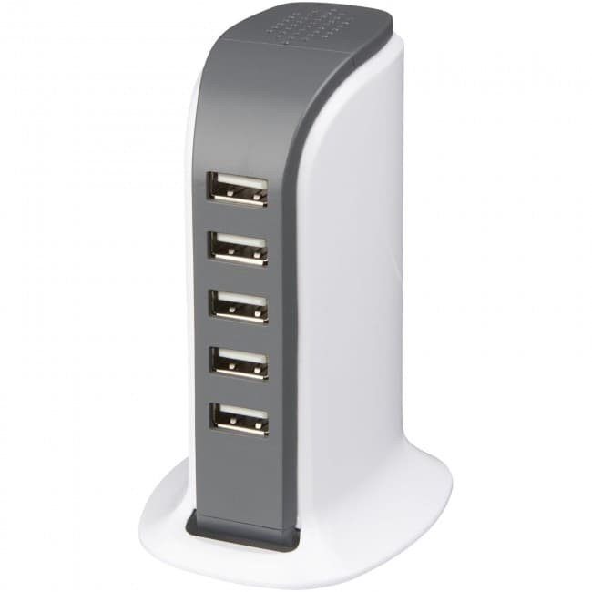 Custom Printed Tower desktop AC adapter with 5 USB ports