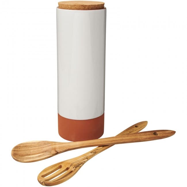 Branded Terracotta pasta holder with spoons