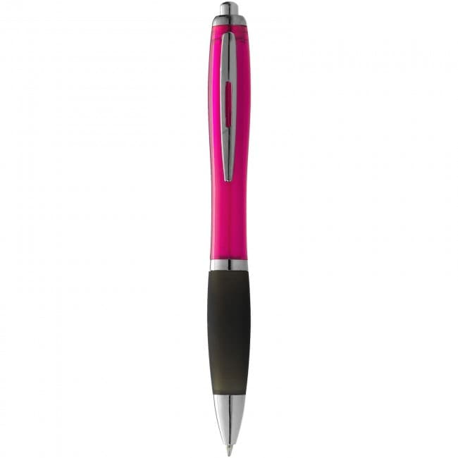 Custom Printed Nash ballpoint pen with coloured barrel and black grip - Image 2