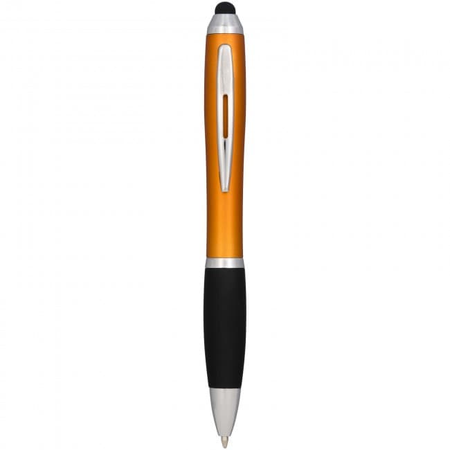 Custom Printed Nash coloured stylus ballpoint pen with black grip - Image 2