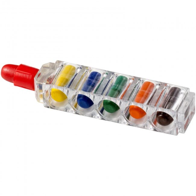 Custom Printed Waxy 6-piece crayon set with clear casing