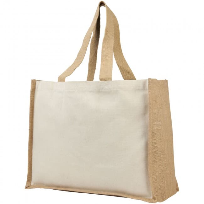 Custom Printed Varai 340 g/m² canvas and jute shopping tote bag