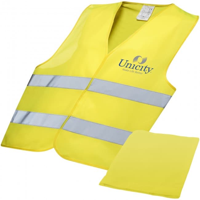 Custom Printed Watch-out professional safety vest in pouch