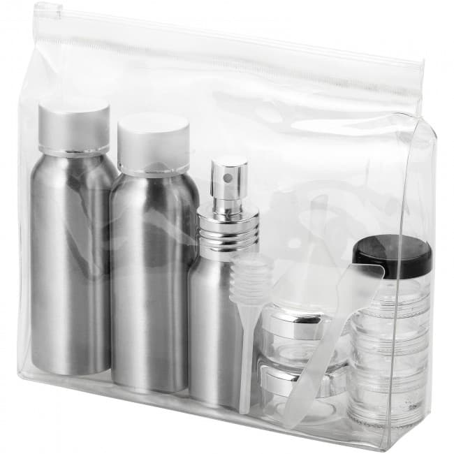 Custom Printed Frankfurt airline approved alu travel bottle set