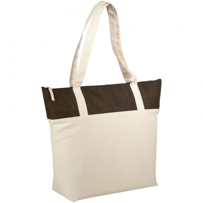 Custom Printed Jones tote bag made from 407 g/m² cotton and jute - Image 2