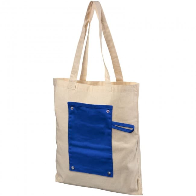 Custom Printed Snap 180 g/m² roll-up buttoned  cotton tote bag - Image 2