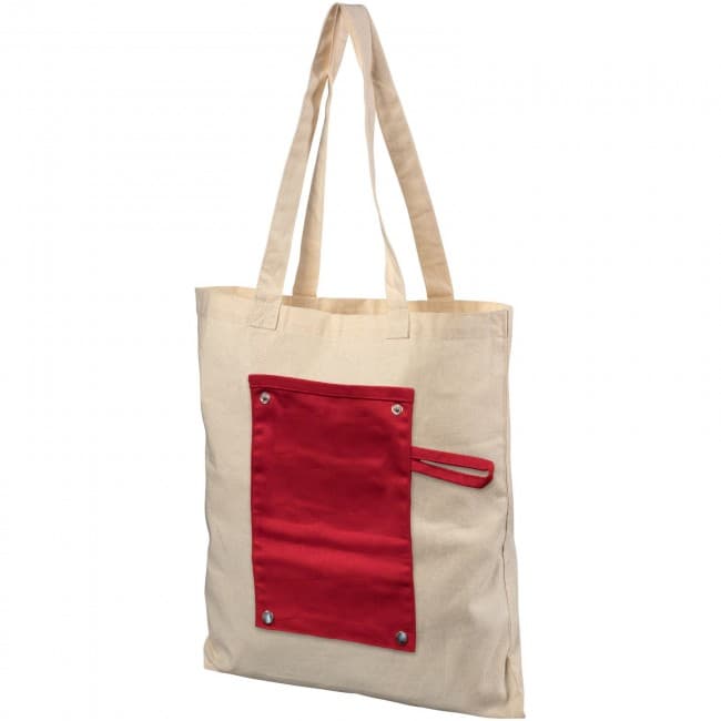 Custom Printed Snap 180 g/m² roll-up buttoned  cotton tote bag - Image 1