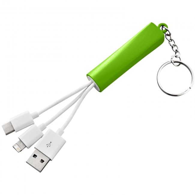 Custom Printed Route 3-in-1 light-up charging cable with keychain - Image 1