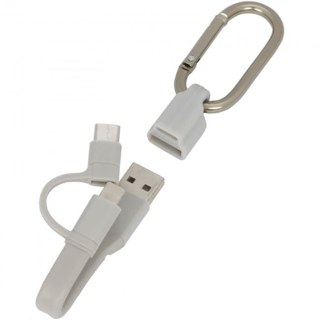 Custom Printed Fold 3-in-1 charging cable with carabiner - Image 1