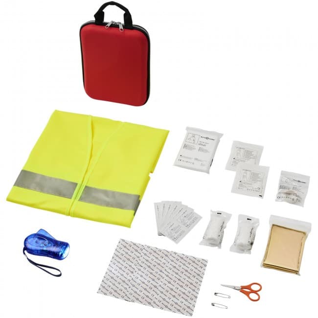 Branded Handies 46-piece first aid kit and safety vest