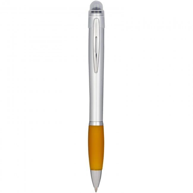 Custom Printed Nash light up pen silver barrel coloured grip - Image 1