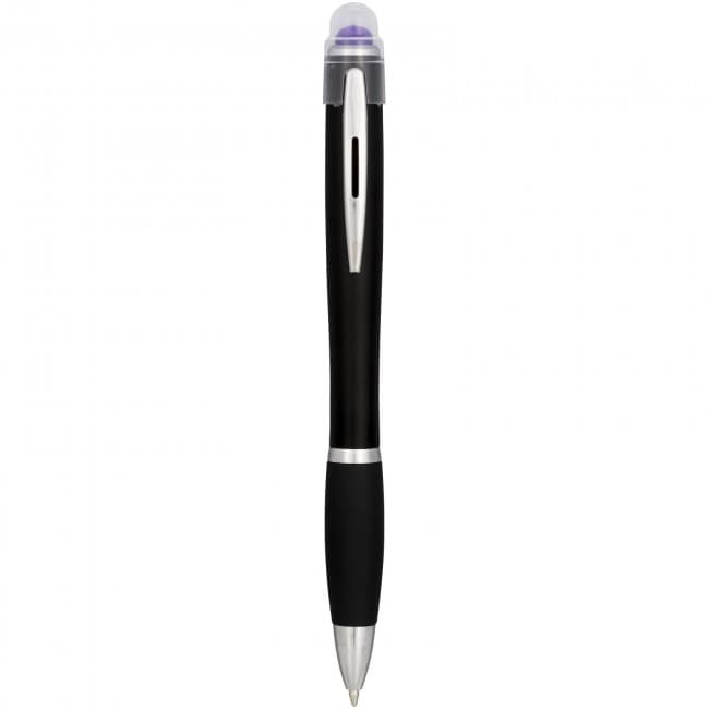 Custom Printed Nash coloured light up black barrel ballpoint pen - Image 1