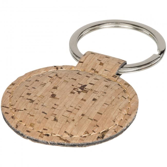 Custom Printed Cork-look rounded keychain