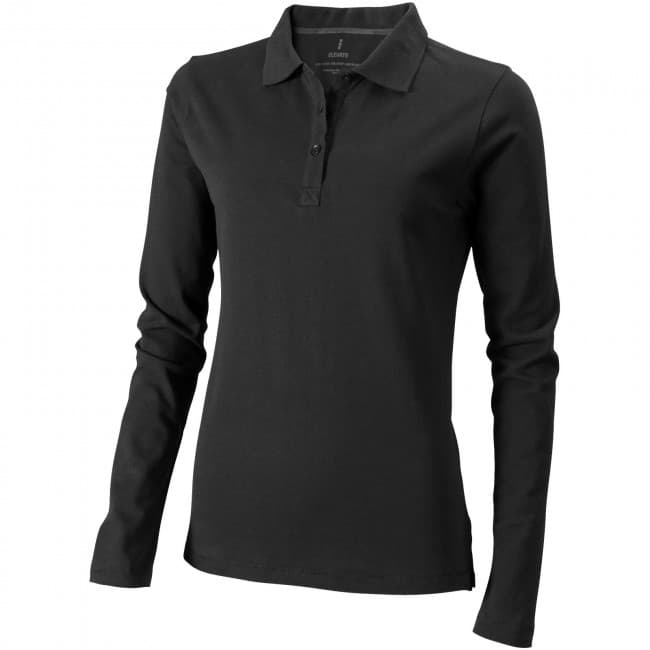 Custom Printed Oakville long sleeve women's polo - Image 3