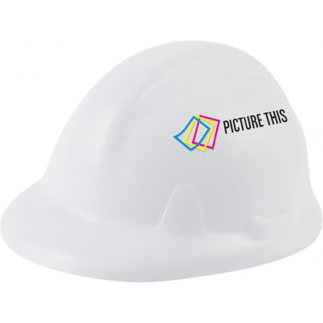 Branded Hard Hat Shape Stress Ball