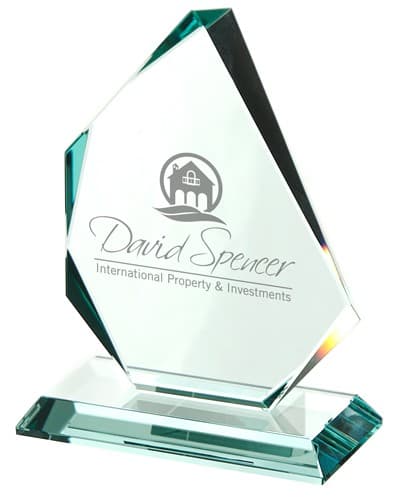 Custom Printed Medium Jade Green Trophy Award Prism