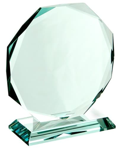 Custom Printed Jade Green Medium Glass Octagon Award