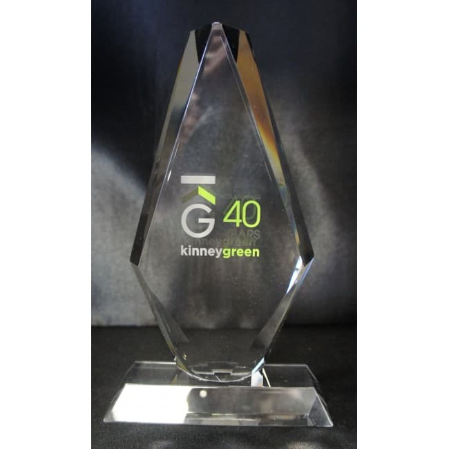 Custom Printed Crystal Facetted Diamond Shaped Award