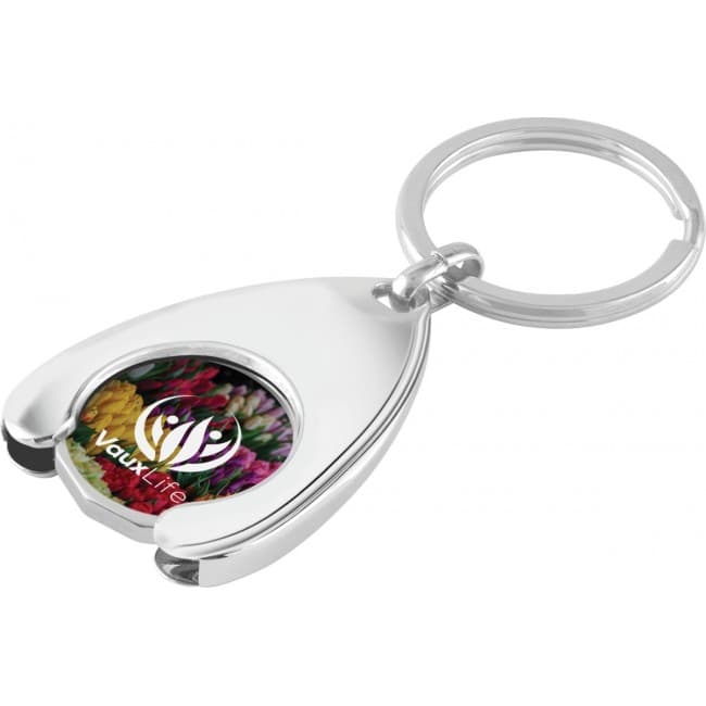 Custom Printed Wishbone Shaped Trolley Coin Keyring