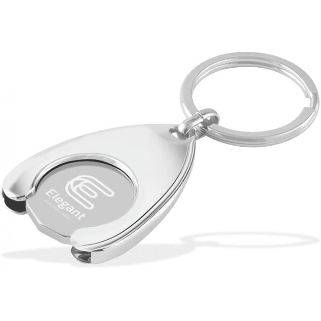 Custom Printed Wishbone Shaped Trolley Coin Keyring