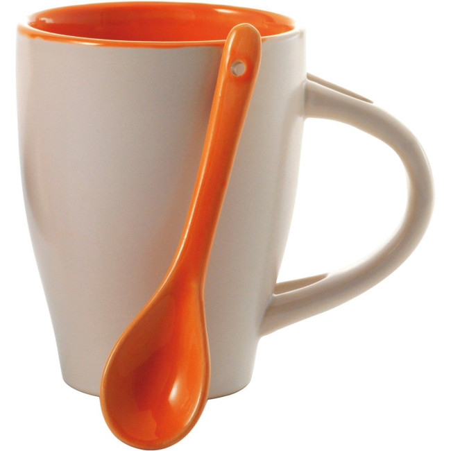 Custom Printed Coffee mug with spoon 300ml - Image 2