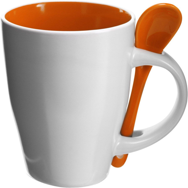 Custom Printed Coffee mug with spoon 300ml - Image 3