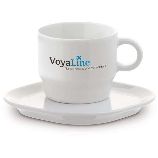 Custom Printed Satellite, small cup & saucer, square 180ml - Image 1