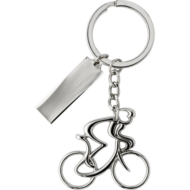 Custom Printed Nickel plated cyclist keychain - Image 2