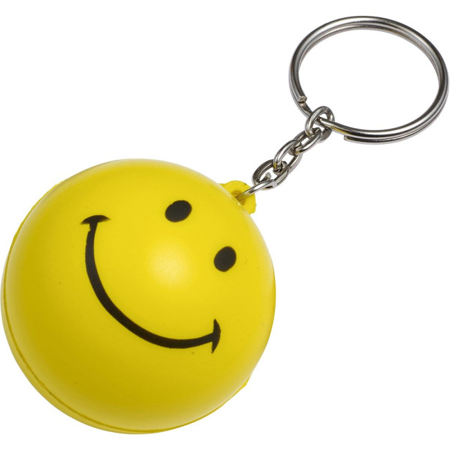 Custom Printed Smiley Face Stress Keyring - Image 1