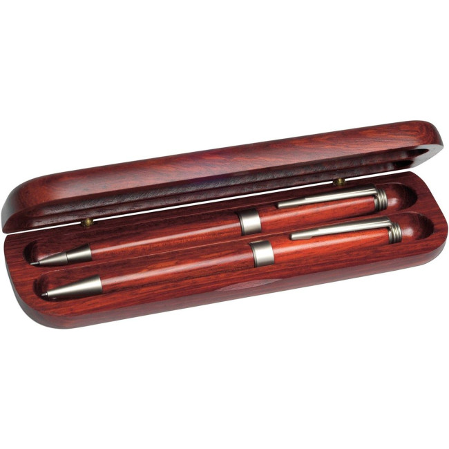 Custom Printed Rosewood pen set - Image 1