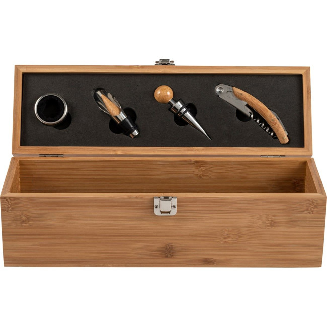 Branded Bamboo wine gift set 4pc - Image 2