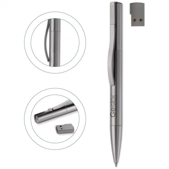 Custom Printed Metal USB ball pen Toppoint design 4GB - Image 2