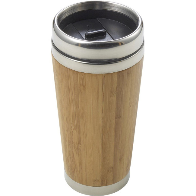 Branded Braxted Bamboo Double Walled Travel Mug 400ml - Image 1